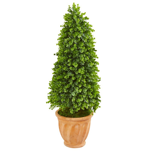 40 Eucalyptus Cone Topiary Tree In Planter Indoor Outdoor 9398 By Nearly Natural