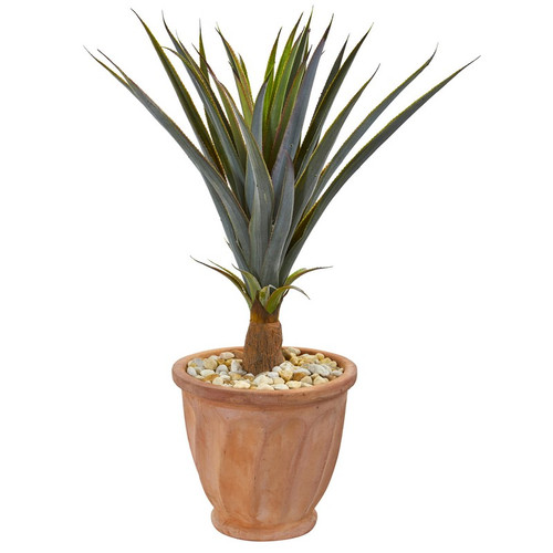 32 Agave Succulent Artificial Plant In Terra Cotta Planter 9437 By Nearly Natural