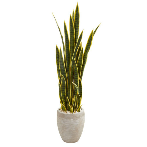 52 Sansevieria Artificial Plant In Sand Colored Planter 9439 By Nearly Natural