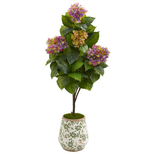 50 Hydrangea Artificial Plant In Decorative Planter 9457 By Nearly Natural