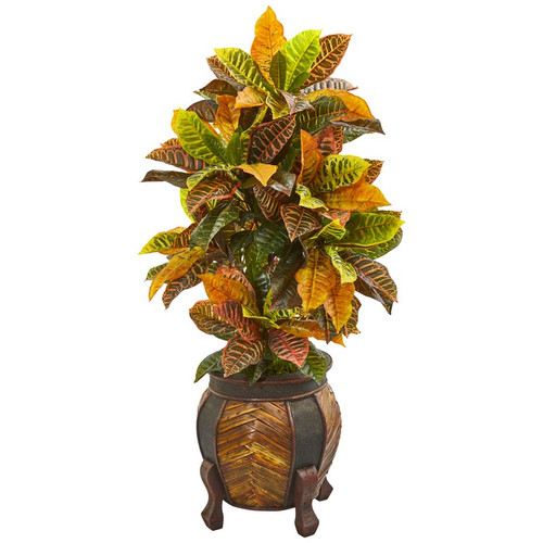 44 Croton Plant In Decorative Planter Real Touch 9464 By Nearly Natural
