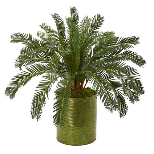 29 Cycas Artificial Plant In Metal Planter 9474 By Nearly Natural