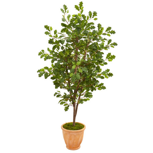 67 Oak Artificial Tree In Terra Cotta Planter 9536 By Nearly Natural