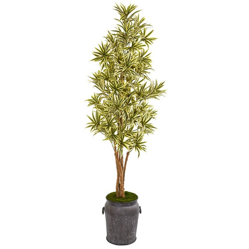 81 Dracaena Artificial Plant In Metal Planter 9554 By Nearly Natural