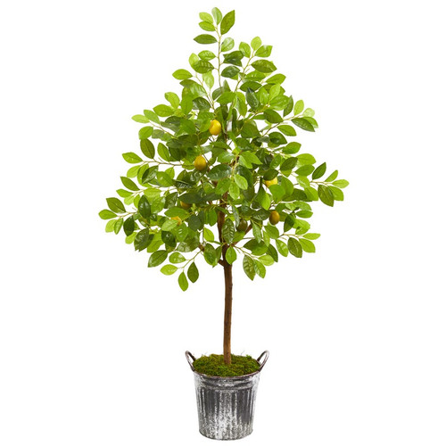 54 Lemon Artificial Tree In Vintage Metal Bucket 9560 By Nearly Natural