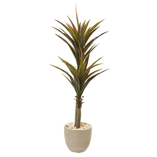 5 Yucca Artificial Tree In Sandstone Planter 9564 By Nearly Natural