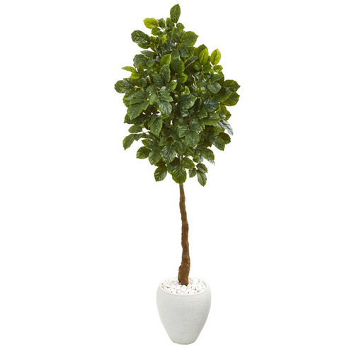 69 Beech Leaf Artificial Tree In White Planter 9573 By Nearly Natural