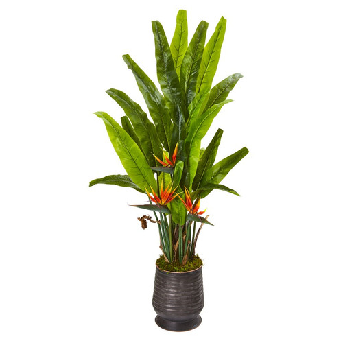62 Bird Of Paradise Artificial Plant In Decorative Planter 9591 By Nearly Natural