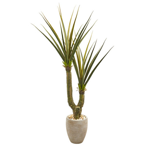 68 Yucca Artificial Plant In Sand Colored Planter 9633 By Nearly Natural