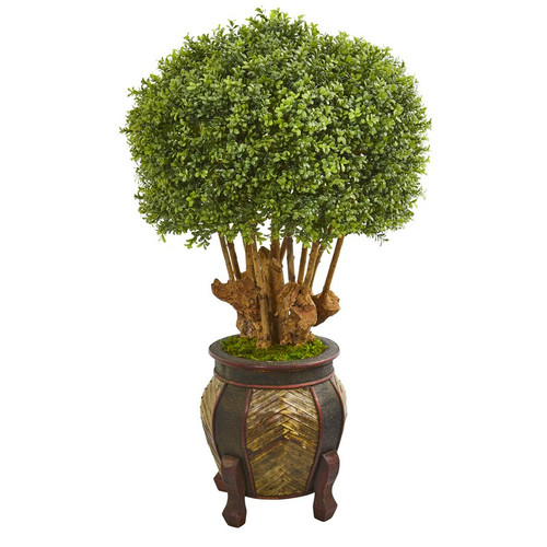44 Boxwood Artificial Topiary Tree In Designer Planter 9731 By Nearly Natural