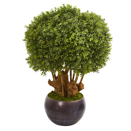 38 Boxwood Artificial Topiary Tree In Bowl Indoor Outdoor 9732 By Nearly Natural