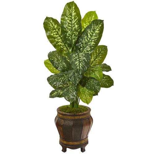 51 Dieffenbachia Artificial Plant In Planter Real Touch 9785 By Nearly Natural