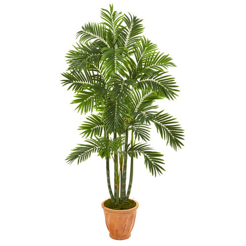 68 Areca Palm Artificial Tree In Orange Planter 9800 By Nearly Natural