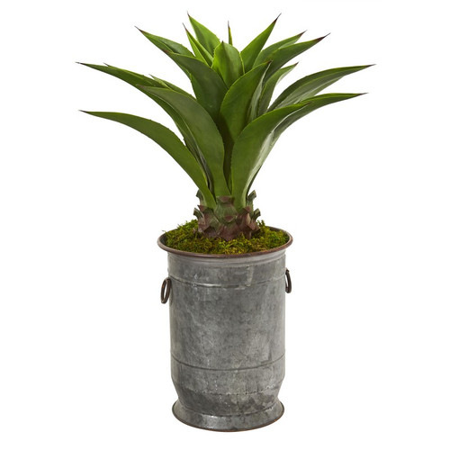 39 Agave Artificial Plant In Metal Planter 9811 By Nearly Natural
