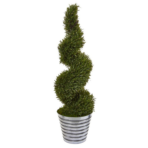 53 Rosemary Spiral Topiary Tree In Bucket Indoor Outdoor 9847 By Nearly Natural
