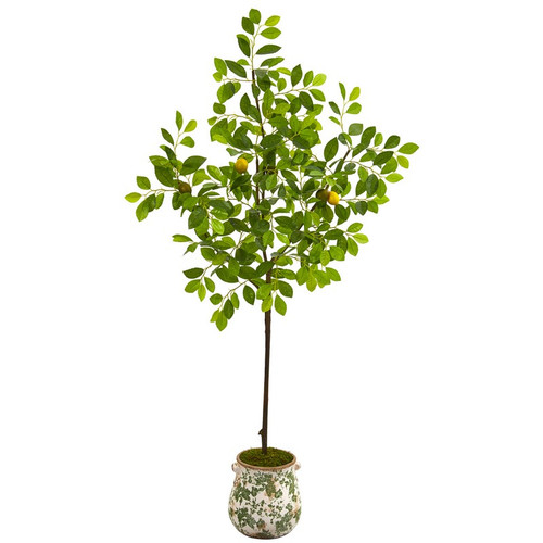 5 Lemon Artificial Tree In Floral Planter 9889 By Nearly Natural