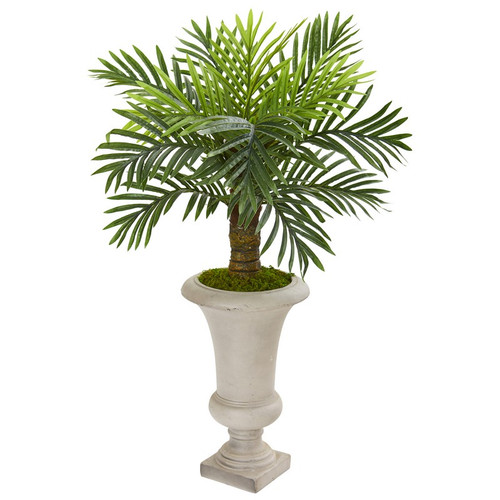 34 Robellini Palm Artificial Tree In Sand Colored Urn 9910 By Nearly Natural
