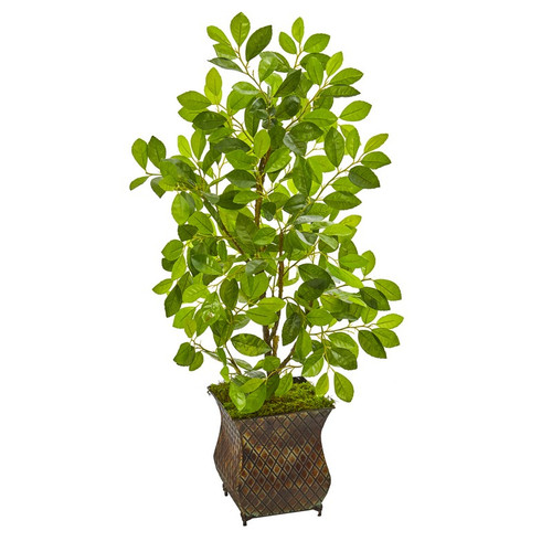 35 Ficus Artificial Tree In Decorative Metal Planter 9923 By Nearly Natural