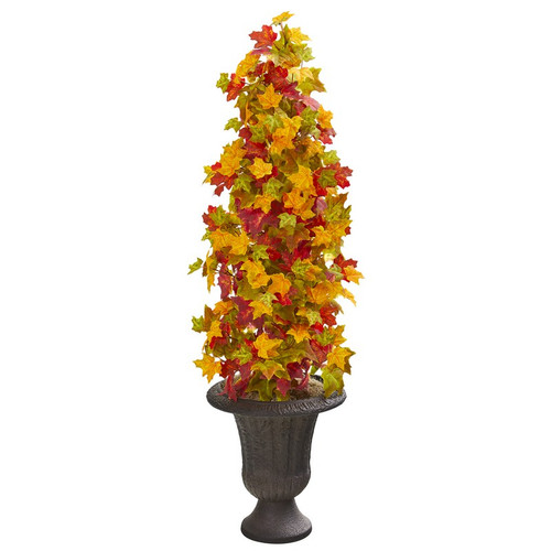 47 Autumn Maple Artificial Tree In Decorative Brown Urn 9950 By Nearly Natural