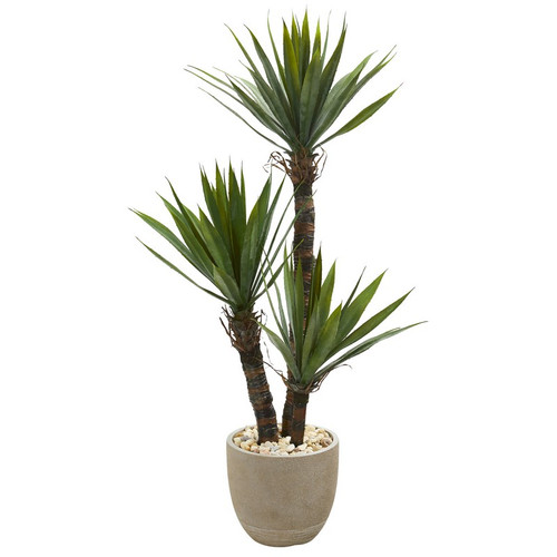 56 Yucca Artificial Tree In Sandstone Planter 9963 By Nearly Natural