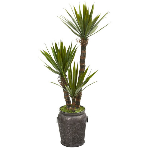 54 Yucca Artificial Tree In Metal Planter 9964 By Nearly Natural