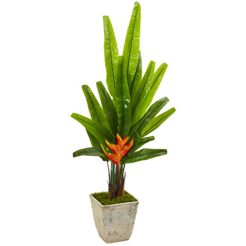 55 Traveler S Palm Tree In Country White Planter 9984 By Nearly Natural