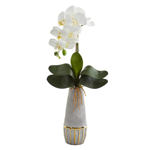 24 Phalaenopsis Orchid Arrangement In Vase With Trimming A1346 By Nearly Natural