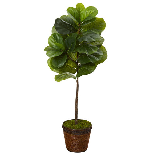 4 Fiddle Leaf Tree In Coiled Rope Planter Real Touch T1156 By Nearly Natural