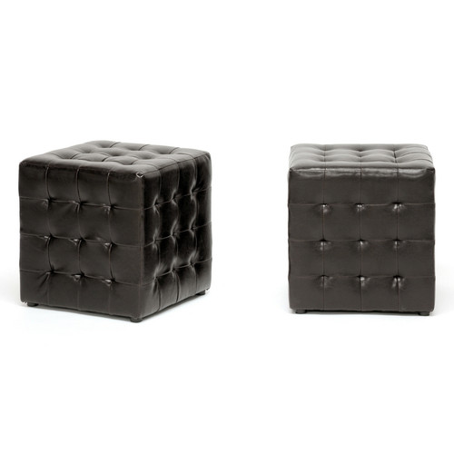 Baxton Studio Siskal Dark Brown Modern Cube Ottoman Set Of 2 Bh 5589 Dark Brown Otto By Wholesale Interiors