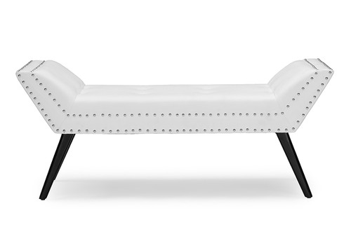 Baxton Studio Tamblin Modern And Contemporary White Faux Leather Upholstered Large Ottoman Seating Bench Ws 22592 Matt White By Wholesale Interiors