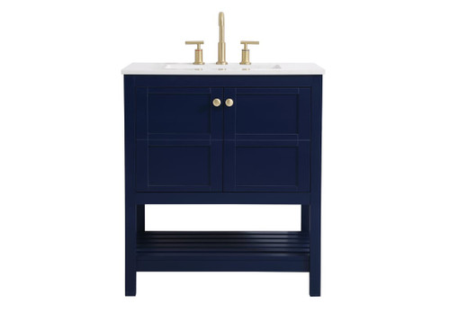 Kitchen And Bath 30 Inch Single Bathroom Vanity In Blue Vf16430Bl