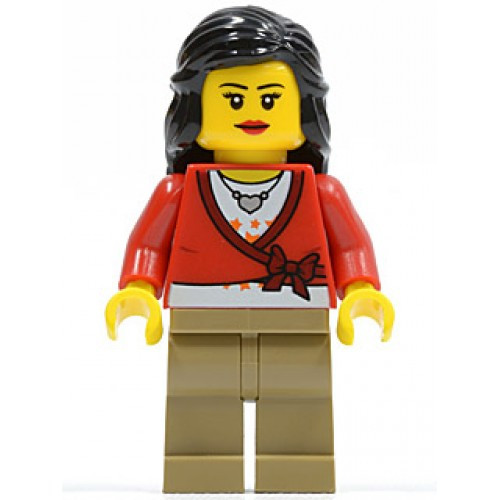 Lego Sweater Cropped With Bow Heart Necklace Dark Tan Legs Black Female Hair Mid Length Cty313