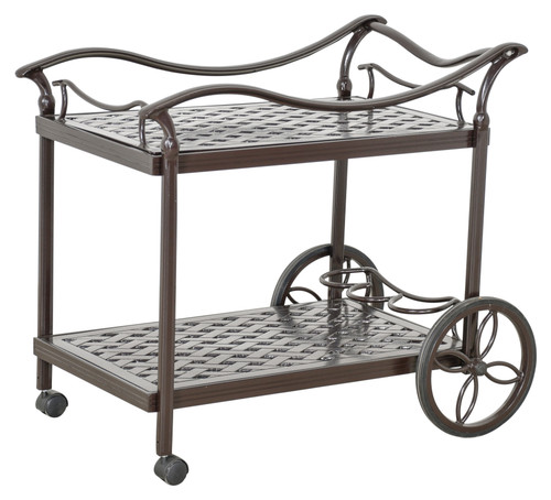 Savannah Outdoor Serving Cart 37.59 Inch, Wheels, Removeable Tray, Cast Aluminum, Bridgeton Moore, Patio, Furniture 10293441 By AFD