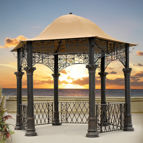 Bridgeton Moore Outdoor Gazebo Aluminum, 12 Foot Diameter, Sunbrella Dome, Bronze Powder Coat Finish 10718403 By AFD