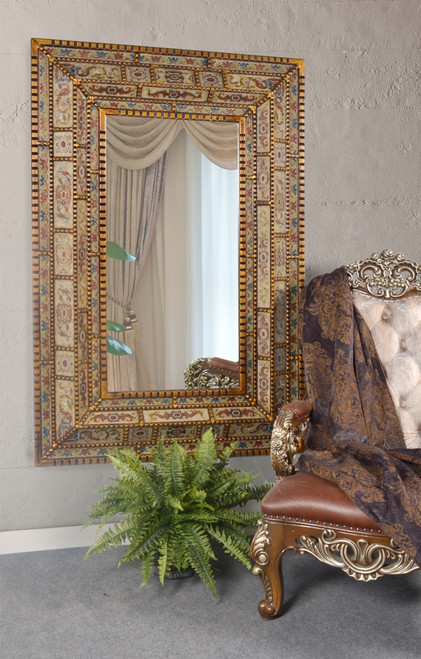White Reverse Painted Glass Rectangular Wall Mirror 41"W X 71"H 11134928 By AFD