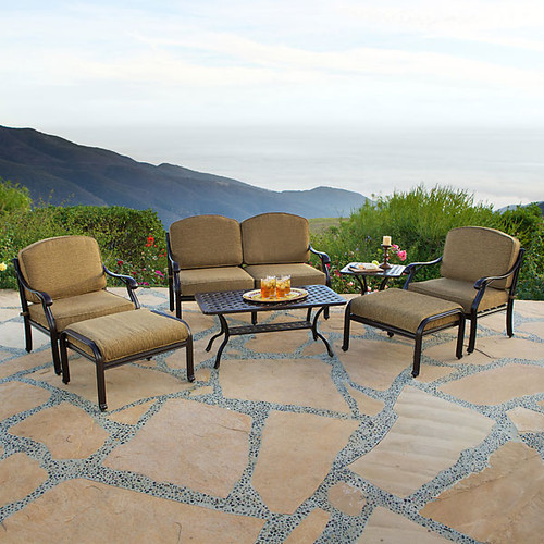 Savannah 7Pc Sofa Set Outdoor, Deep Seating, Cast Aluminum, Bridgeton Moore, Sumbrella, Patio, Furniture 11232261 By AFD