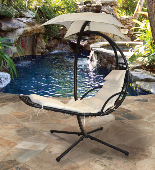 Sky Lounger Beige Sumbrella, Hanging Swing Chair Outdoor Bridgeton Moore Patio Furniture 12005521 By AFD