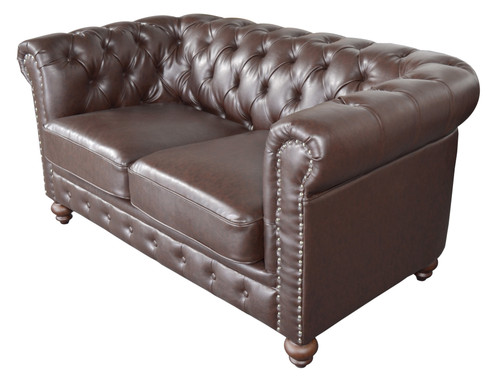 Classic Chesterfield Loveseat Brown 12014100 By AFD