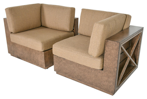 Mountain Studio Outdoor Right And Left Arm Single Seaters With Cushions Only, Aluminum, Sumbrella, Hand Made, Modern Rustic 12014525 By AFD