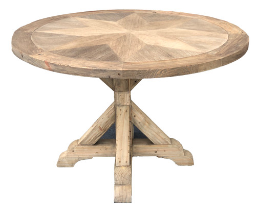 Farmhouse Diamond 48 Inch Round Wood Pedestal Dining Table 12018169 By AFD