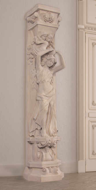 Roman Girl With Bowl Pilaster Stone Cast 12018967 By AFD