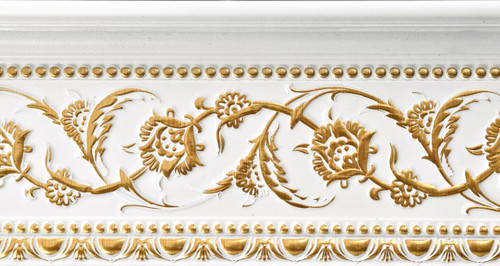 Gold Floral On French White Crown Molding 92 Inch 12019634 By AFD
