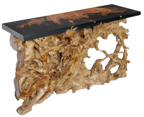 Artistic 60 Inch Floating Teak Root Console In Black Epoxy Resin 12019749 By AFD