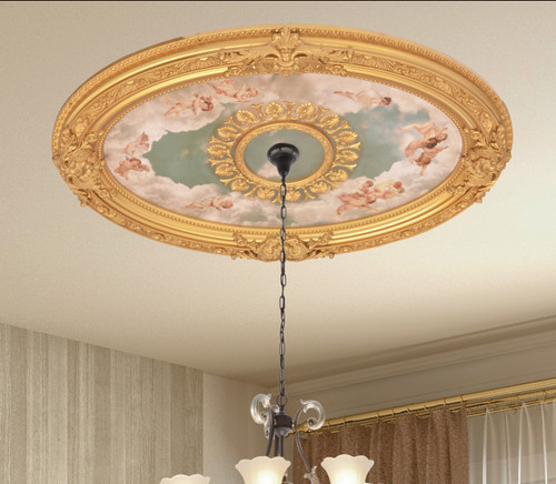Cherubs Sky Oval Chandelier Ceiling Medallion 44In 12020509 By AFD
