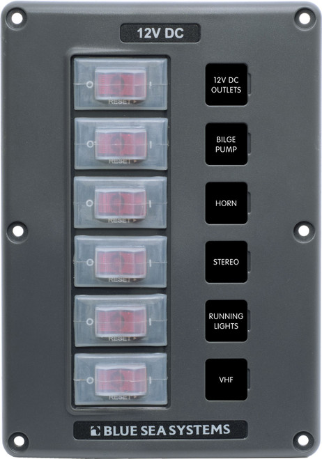 Water-Resistant 12V 6 Circuit Breaker Switch Panel - SKU182217