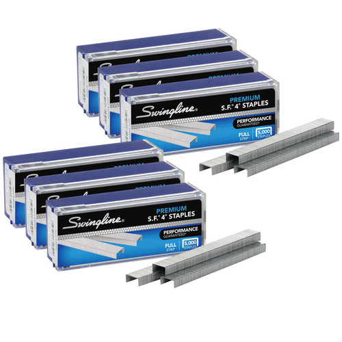 Swingline S.F. 4 Premium Staples, 1/4" Length, 210 Per Strip, 5000 Per Box, 6 Boxes ACC35450P-6