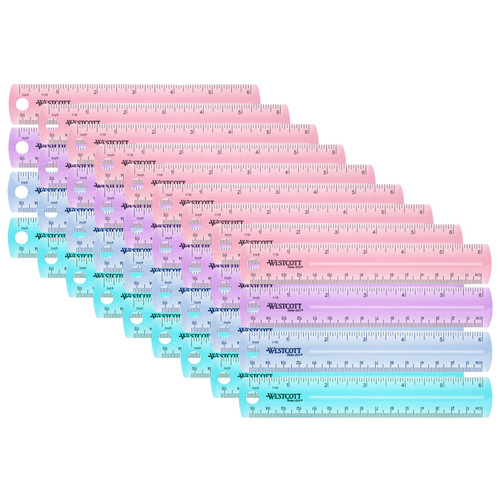 Westcott 6" Plastic Ruler, Assorted Colors, Pack Of 36 ACM00412-36