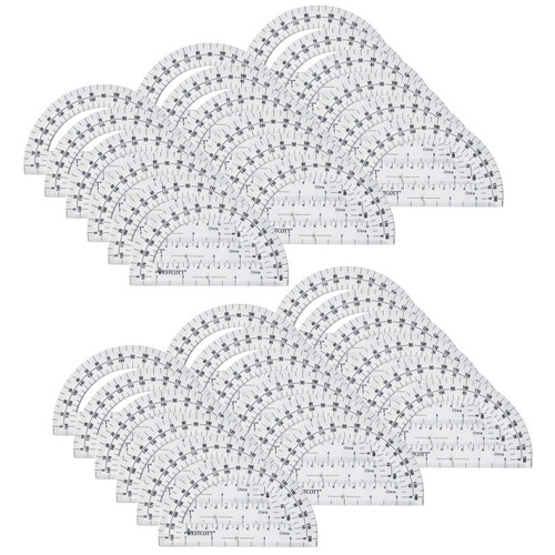 Westcott Protractor 6", 180 Degree, Clear, Pack Of 36 ACM11200-36