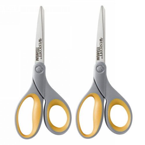 Westcott Soft Handle Titanium Bonded Scissors, 8" Straight, Pack Of 2 ACM13529-2