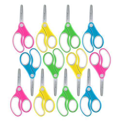 Westcott Soft Handle 5" Kids Scissors, Blunt, Assorted Colors, Pack Of 12 ACM14726-12
